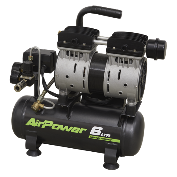 Sealey SAC0607S 6L Low Noise Direct Drive Air Compressor 0.7hp - oil free air delivery - general-purpose workshop applications