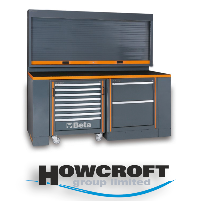 Beta Tools C55PB/3 Workshop equipment combination RSC55, combo comprises Workbench / Roller Cab / Drawers & Wall Tool System with shutter