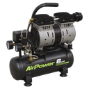Sealey SAC0607S 6L Low Noise Direct Drive Air Compressor 0.7hp - oil free air delivery - general-purpose workshop applications