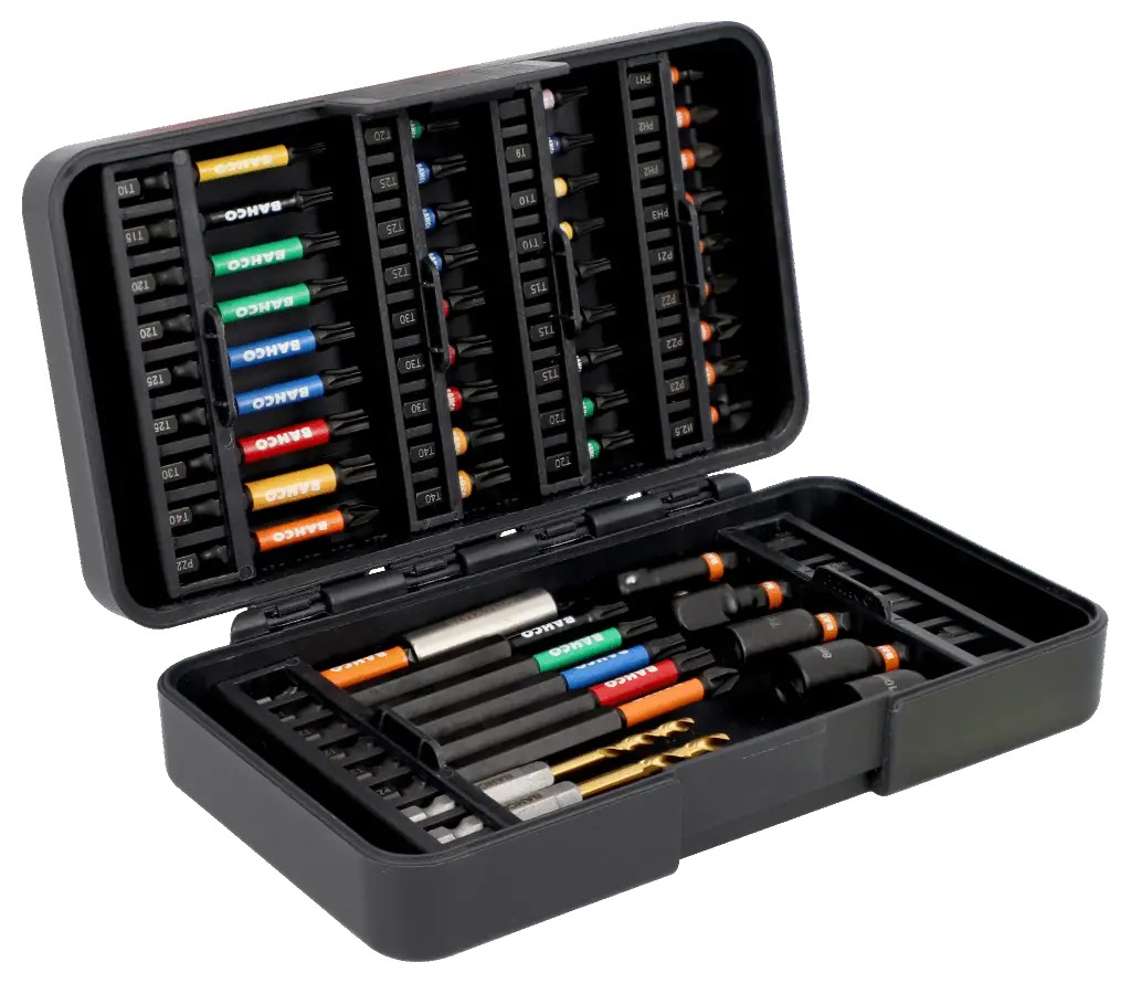 BAHCO 1/4" Impact Torsion Bit Set for Phillips/Pozidriv/Hex/ TORX®/ and 3HSS drills - 50 Pcs