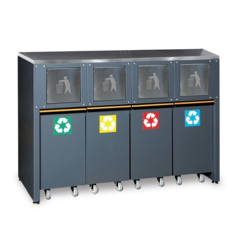 [C45PRO 2.0 RD/X] Beta Tools C45PRO 2.0 RD/X Fixed sorted waste collection x4 Refuse Bins module, for workshop equipment combination C45PRO 2.0