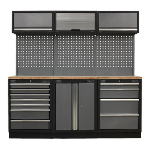 [APMSSTACK07W] Sealey APMSSTACK07W Automotive Custom Workshop Storage System with Wood Worktop 2.04m