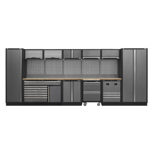 [APMSSTACK16W] Sealey APMSSTACK16W Automotive Custom Workshop Storage System with Pressed Wood Worktop 4.92m