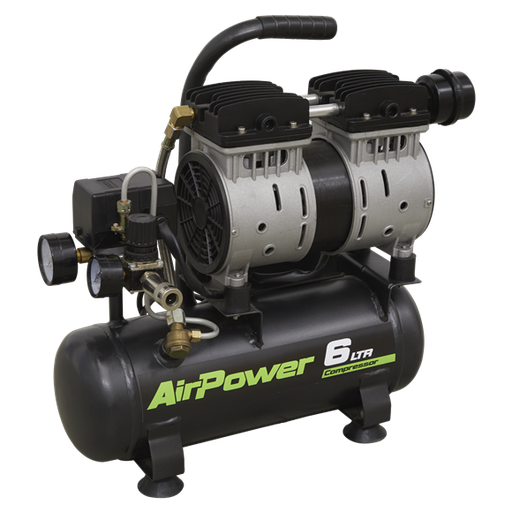 [SAC0607S] Sealey SAC0607S 6L Low Noise Direct Drive Air Compressor 0.7hp - oil free air delivery - general-purpose workshop applications
