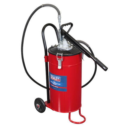 Sealey AK451X Bucket Grease Pump Trolley 15kg - Ideal for workshop, agriculture, machinery and automotive use. 2.2m High pressure hose / 5000psi Working pressure.