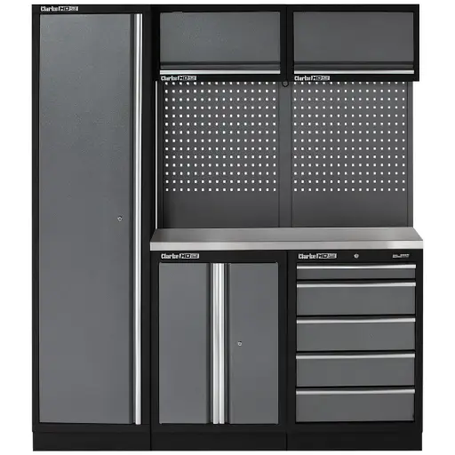 [Modular Storage System 11 Piece Package Stainless Steel Worktops] Clarke COMBGSM02 Modular Storage System 11 Piece Package Stainless Steel Worktops