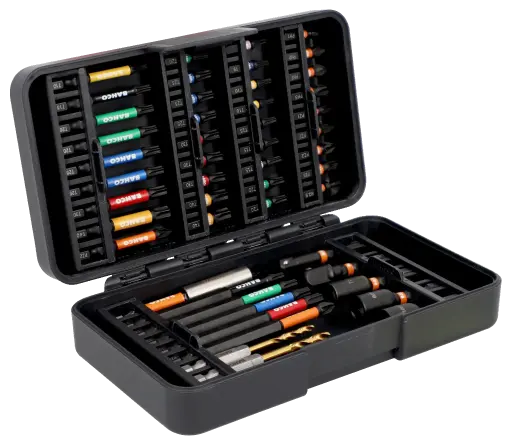 [66IM/50C3HSS] BAHCO 1/4" Impact Torsion Bit Set for Phillips/Pozidriv/Hex/ TORX®/ and 3HSS drills - 50 Pcs